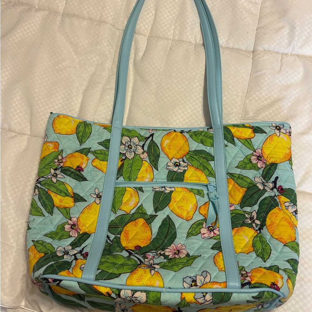 Vera Bradley Small Trimmed Vera Tote in Lemon Grove